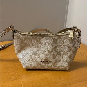 Coach Metallic Gold Signature Crossbody Pouchette